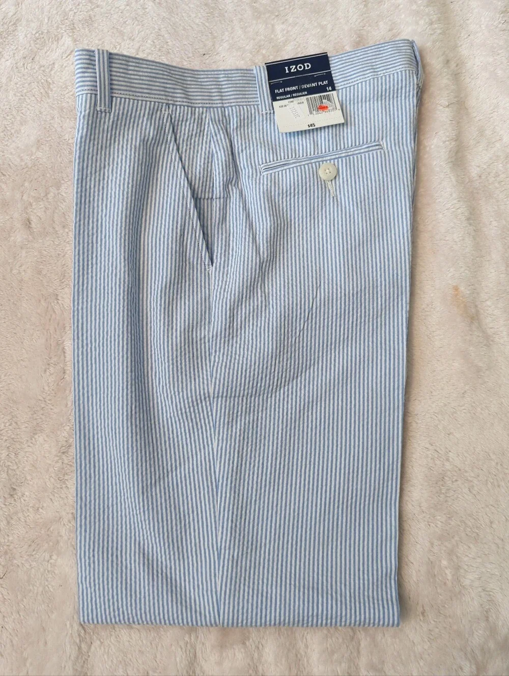 Izod Boys Blue Striped Cotton Seersucker Pants Size 14 NWT